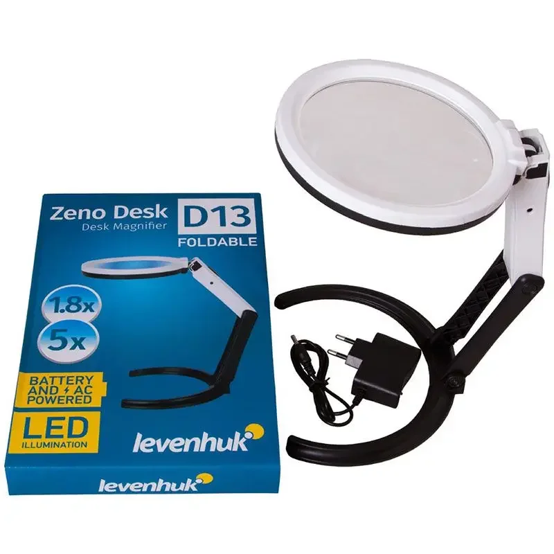 Levenhuk Bordlup Zeno Desk D13 m/LED, 1.8/5x Ø138mm