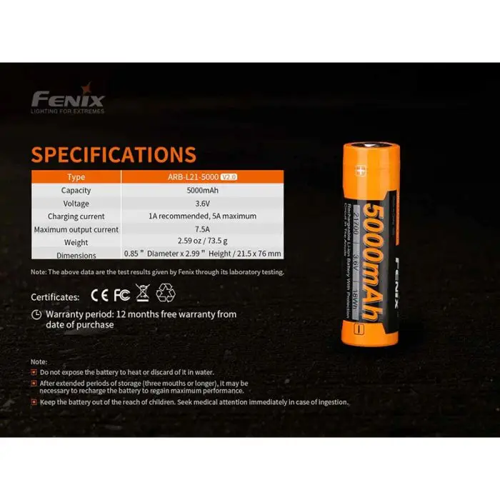 Fenix ARB-L21-5000U v2.0 batteri med micro-USB stik (5000mAh) – billede 2