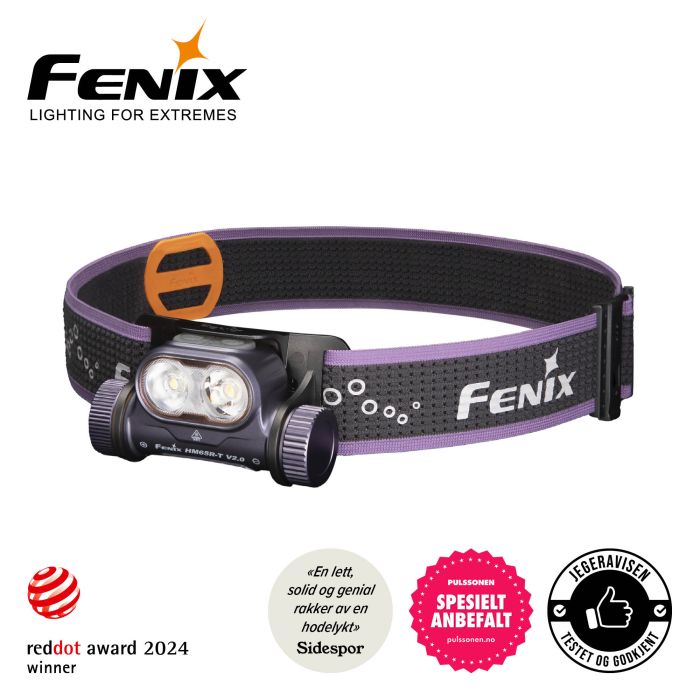 Fenix HM65R-T V2 – mørkelilla pandelygte – 1600 lumen